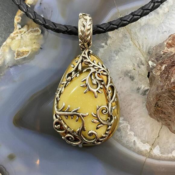 Jewelry - Carolyn Pollack Sterling Silver & Brass Yellow Jasper Enhancer Pendant For Women